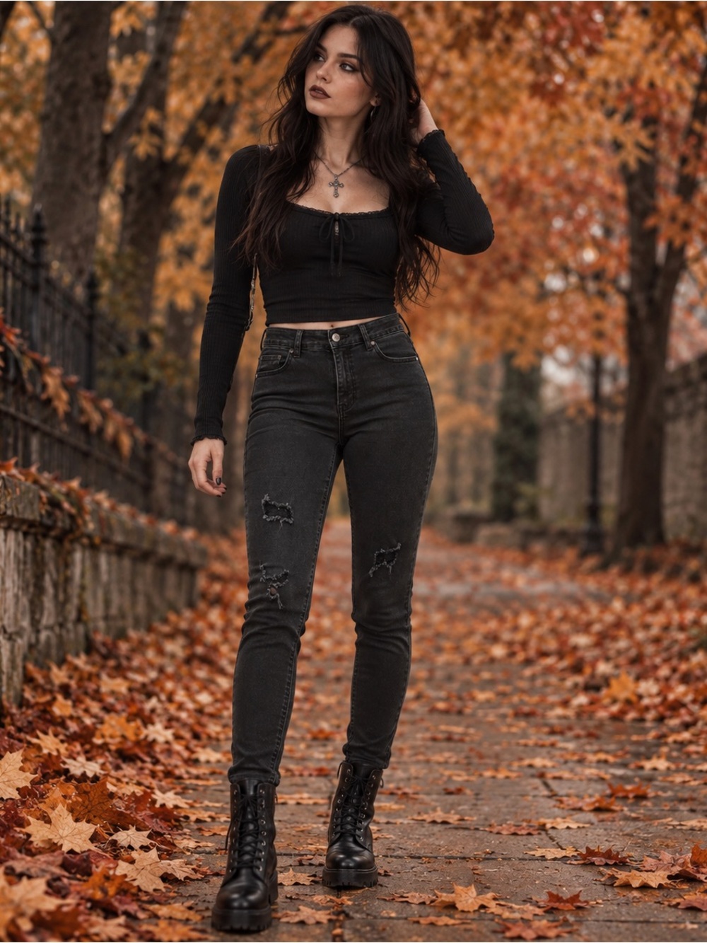 Celebrity Pink Black Distressed Jeans – Emo/Alternative Style